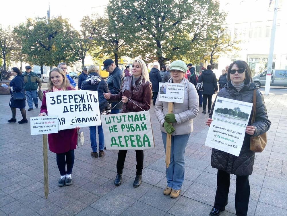 виконавчий комітет, виступи, дерева, Ельворті, знесення дерев, знищення дерев, Кропивницький, Озеленення Кропивницький, пікет