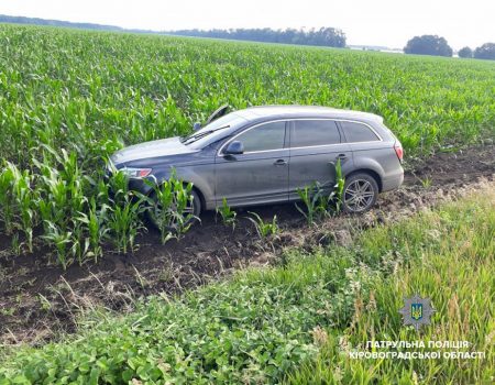 На Кіровоградщині учасники ДТП залишили автівку в полі з кукурудзою і намагалися втекти. ФОТО