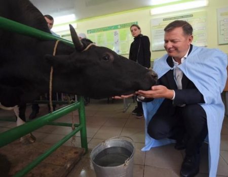Ляшко на Кіровоградщині агітував студентів стипендією в 3 тисячі гривень та напував корову. ФОТО