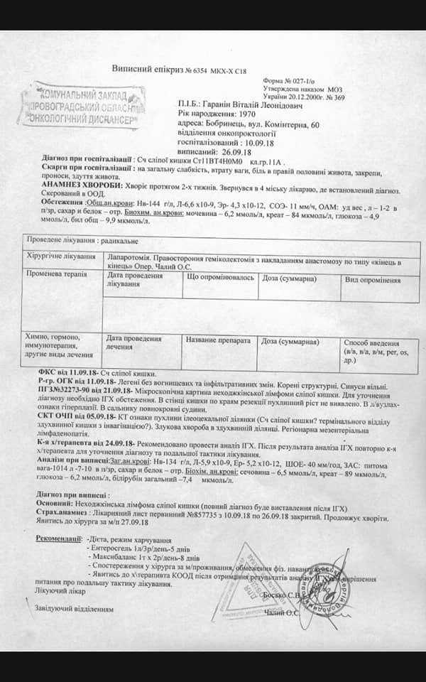 Жителю Бобринця терміново потрібна фінансова допомога на лікування