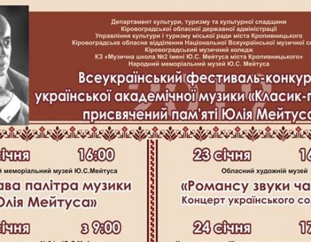 У Кропивницькому відбудеться ІІІ Всеукраїнський фестиваль-конкурс української академічної музики «Класик-проект»