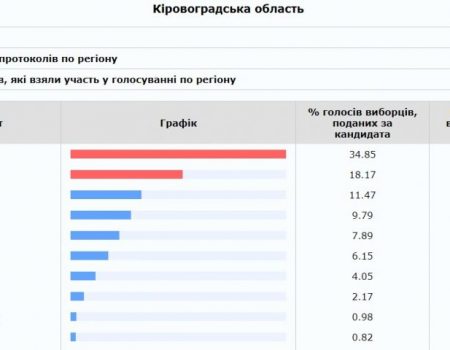 Президентські перегони: на Кіровоградщині опрацювали більше половини голосів