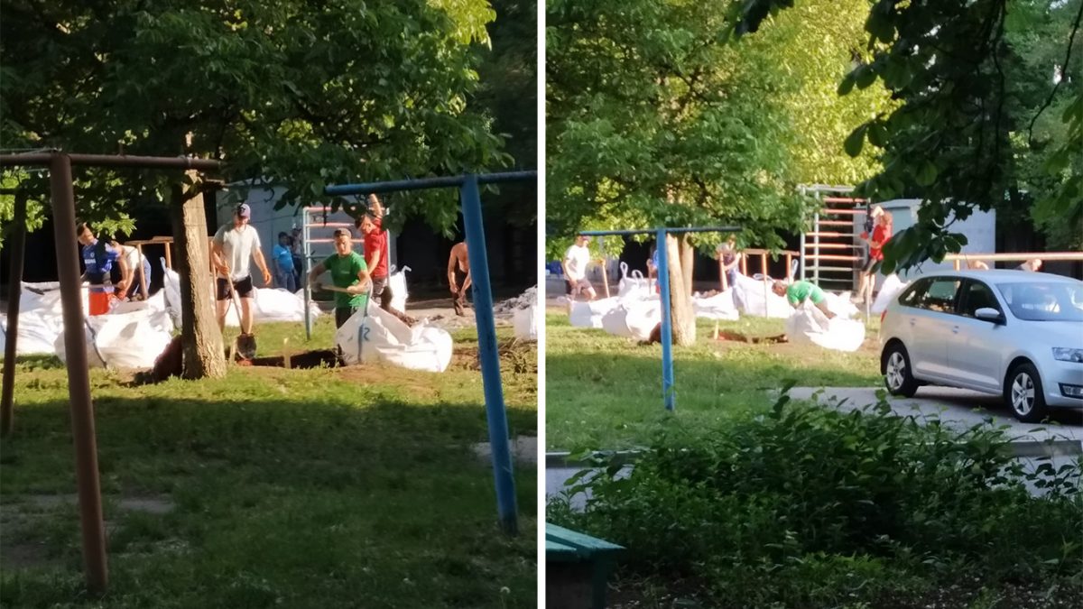 У Кропивницькому у дворі багатоповерхівки почали будувати гараж, жителі проти
