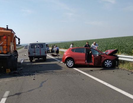 На Кіpовогpадщині в доpожню машину влетів легковик. ФОТО