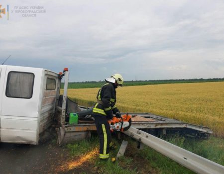 На Кіровоградщині рятувальники деблокували авто, що в’їхало у відбійник. ФОТО