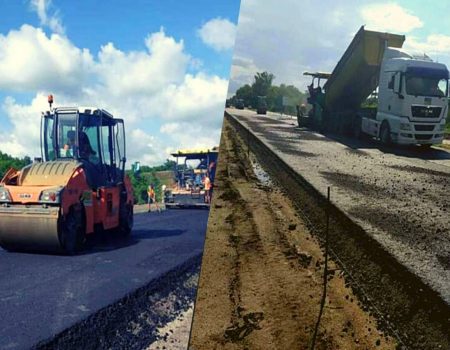 На Кіровоградщині на «дорозі Єдності» влаштовують нижній шар асфальтобетонного покриття