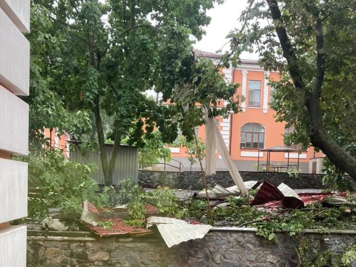 У Кропивницькому негода пошкодила дах лікарні, дерева, елекродроти та білборди. ФОТО