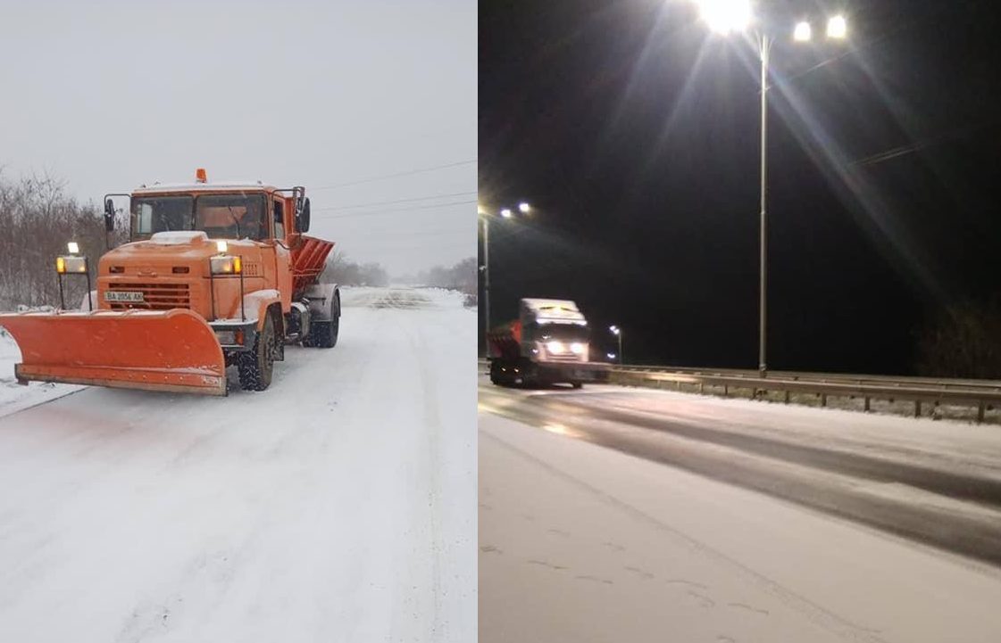 10 одиниць снігоприбиральної техніки вийшли на автошляхи Кіровоградщини. ФОТО