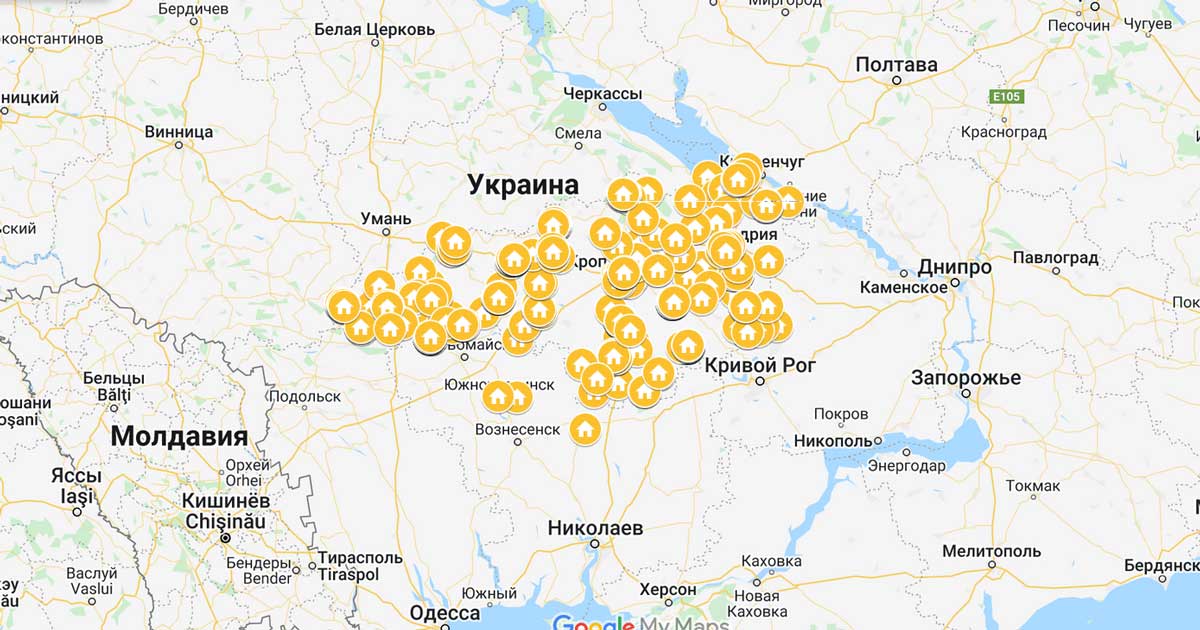 Перелік укриттів Кіровоградської області (Google Map)