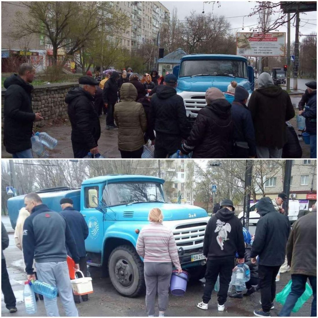 Кропивничани автоцистернами підвозять воду в Миколаєві, де пошкоджено водогін. ФОТО