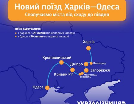 Через Кропивницький ходитиме потяг сполученням Харків-Одеса