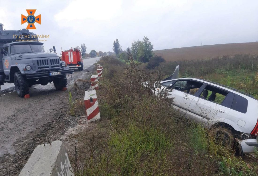 На Кіровоградщині вчора одна автівка злетіла в кювет, інша &#8211; в ставок. Є постраждала. ФОТО