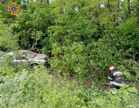 На Кіровоградщині легковик злетів із траси в кювет, травмувалася жінка. ФОТО