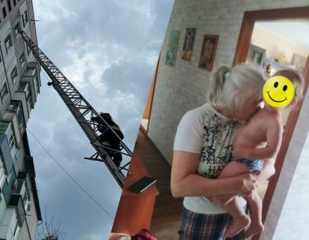 У Кропивницькому маля зачинилося в квартирі, рятувальникам довелося діставатися на 8-ий поверх драбиною