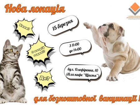 Де завтра в Кропивницькому безплатно щеплюватимуть проти сказу домашніх тварин