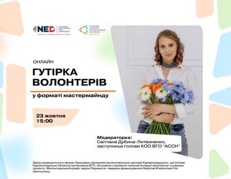 У Кропивницькому запускають новий проєкт “Гутірка волонтерів у форматі мастермайнду”