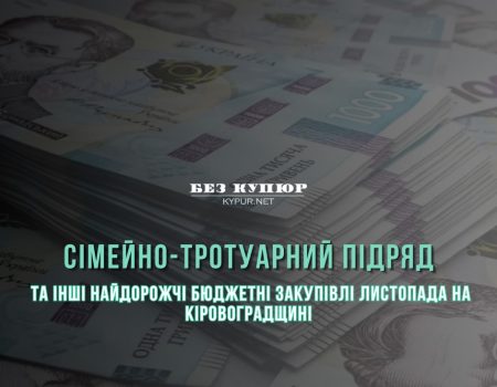 Сімейно-тротуарний підряд та інші найдорожчі бюджетні закупівлі листопада на Кіровоградщині