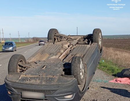 На Кіровоградщині на трасі перекинулося авто. ФОТО